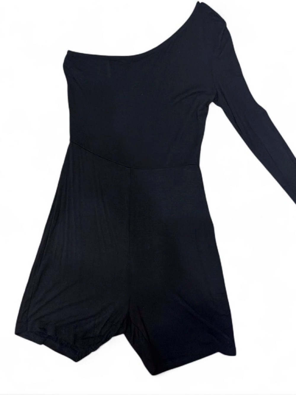 SHEIN Black One-Shoulder Long Sleeve Dress Romper